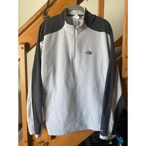 The North Face cream and brown 1/4 zip pullover jacket